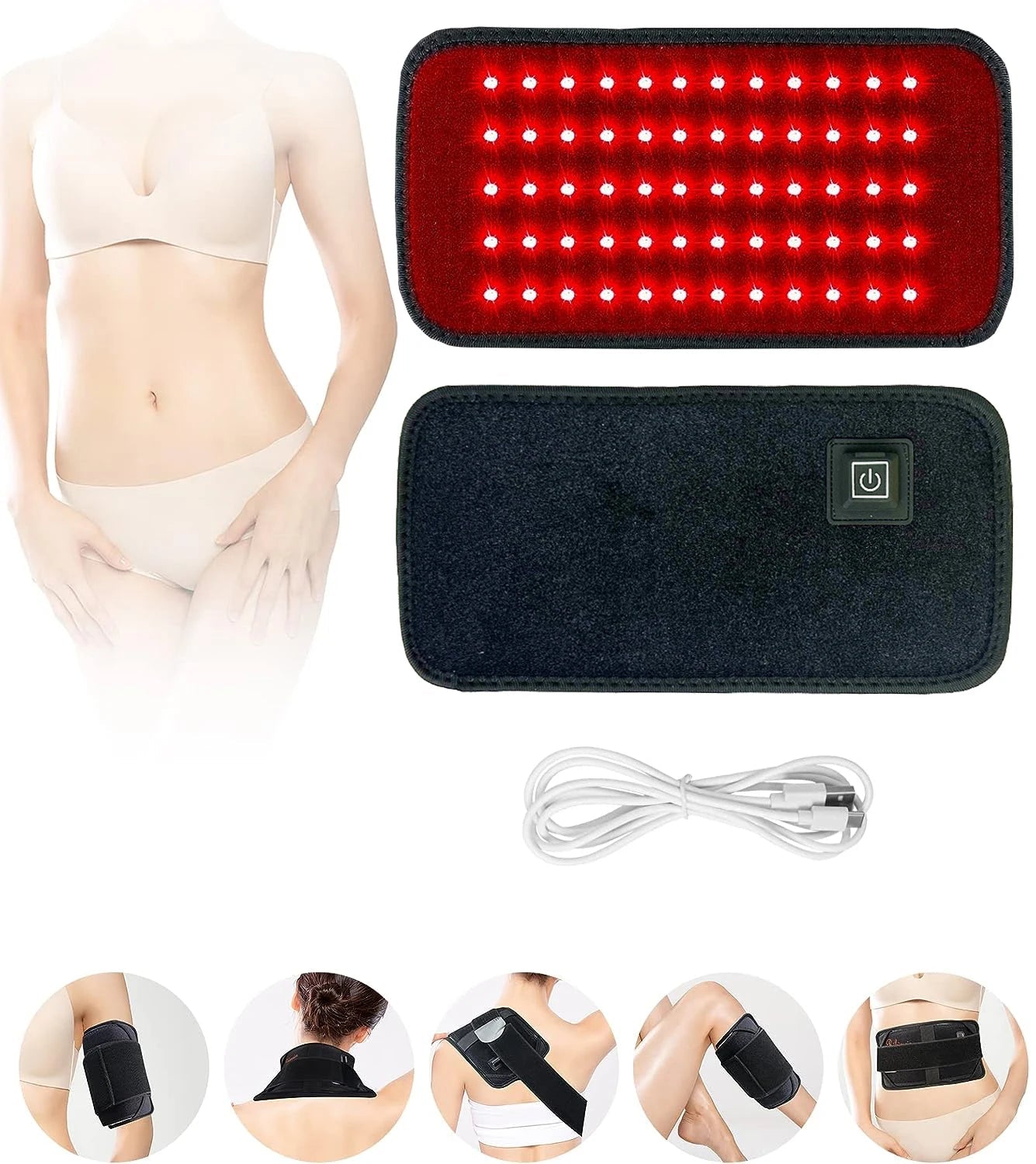 60 LEDs Red&Infrared Light Therapy Belt 850nm 660nm Back Burn Fat Wrap Slimming Machine Waist Heat Pad Full Body Quick Pick Grocers